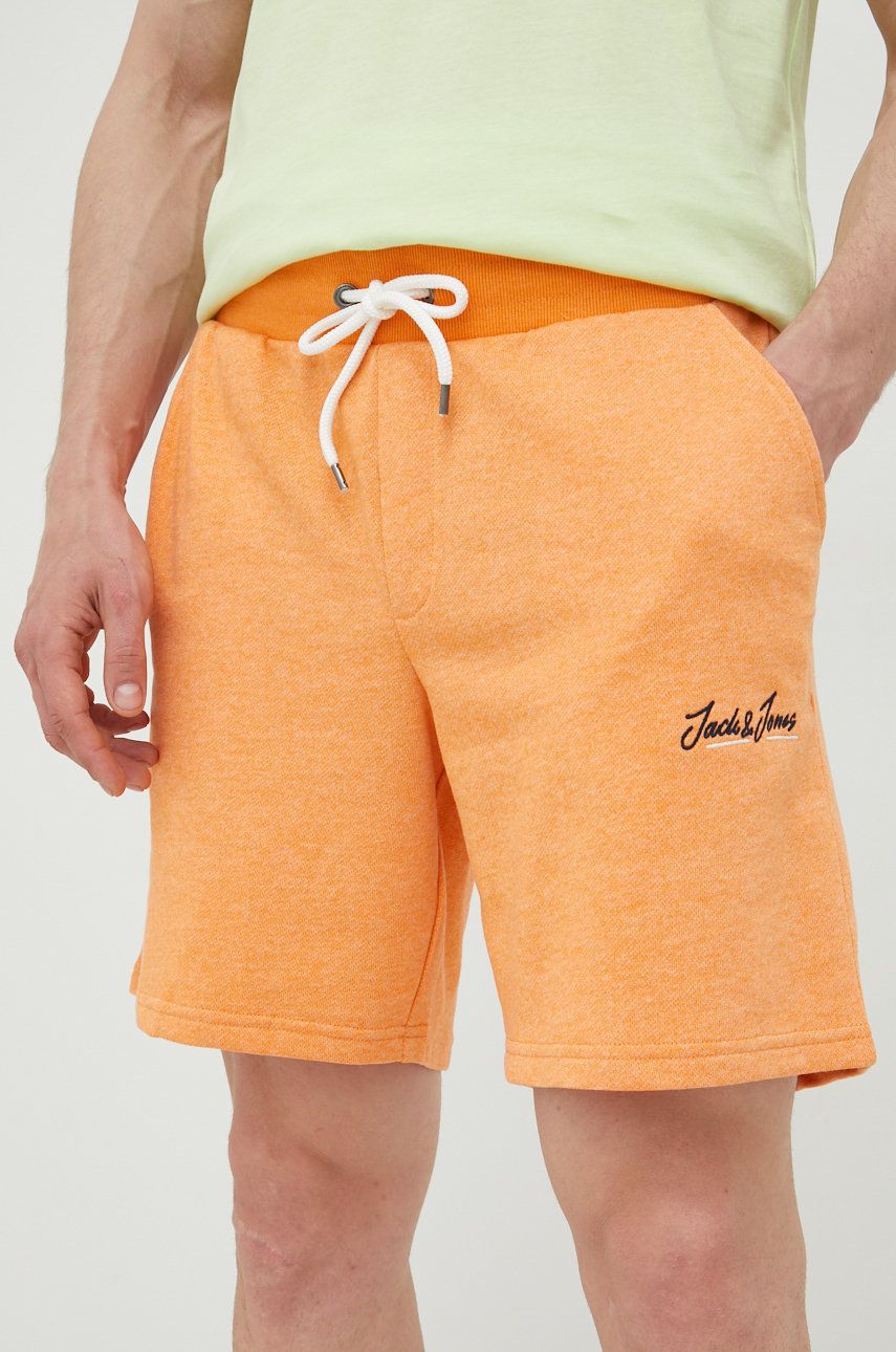 Kraťasy Jack & Jones pánské, oranžová barva - oranžová -  60% Polyester