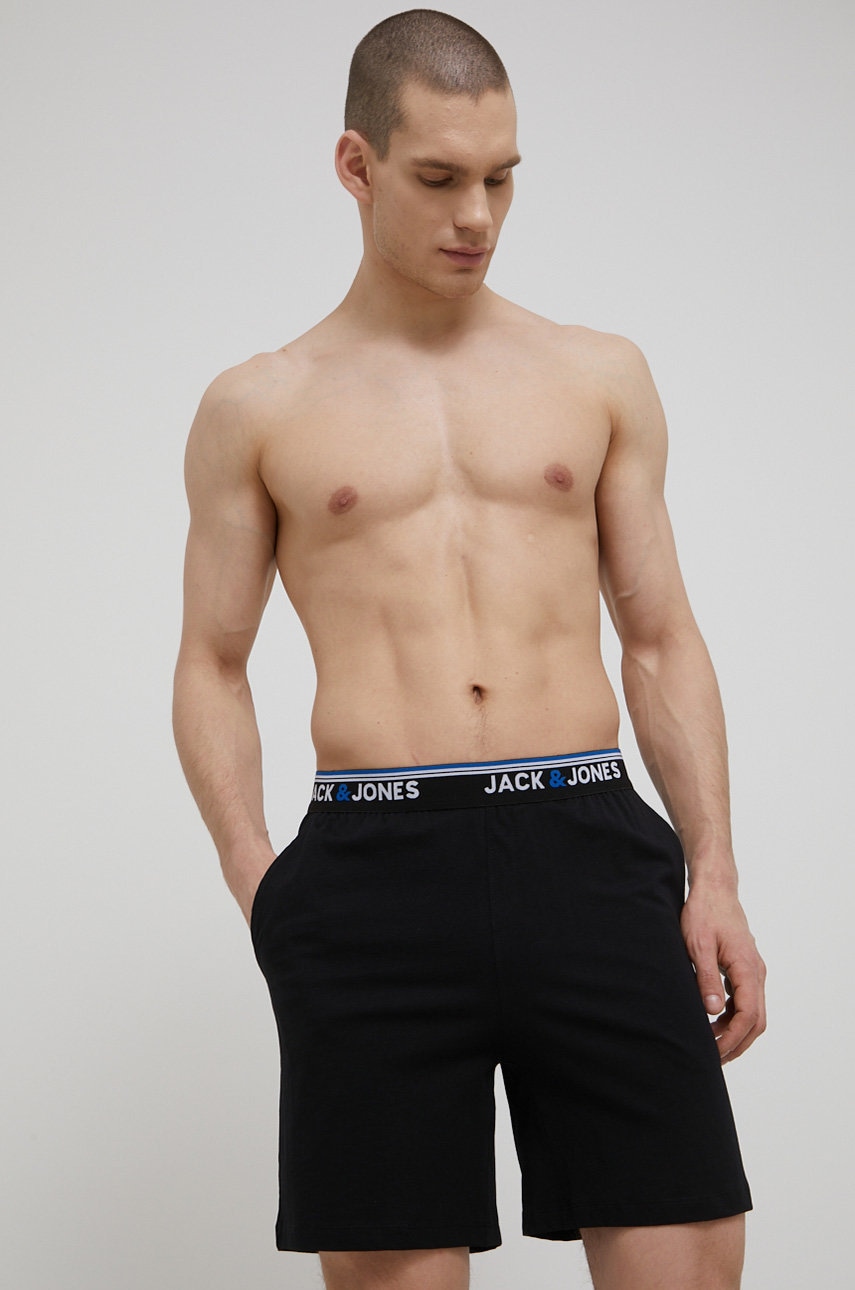 Jack & jones pantaloni scurti din bumbac barbati, culoarea negru