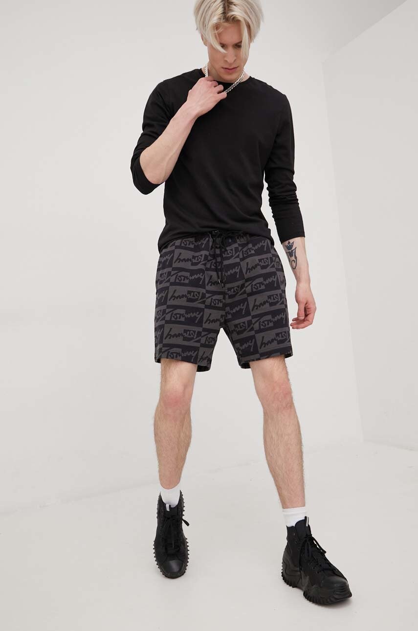 Tommy jeans pantaloni scurti din bumbac barbati, culoarea negru