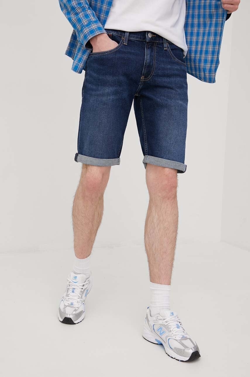 Tommy jeans pantaloni scurti jeans ronnie bf0153 barbati, culoarea albastru marin