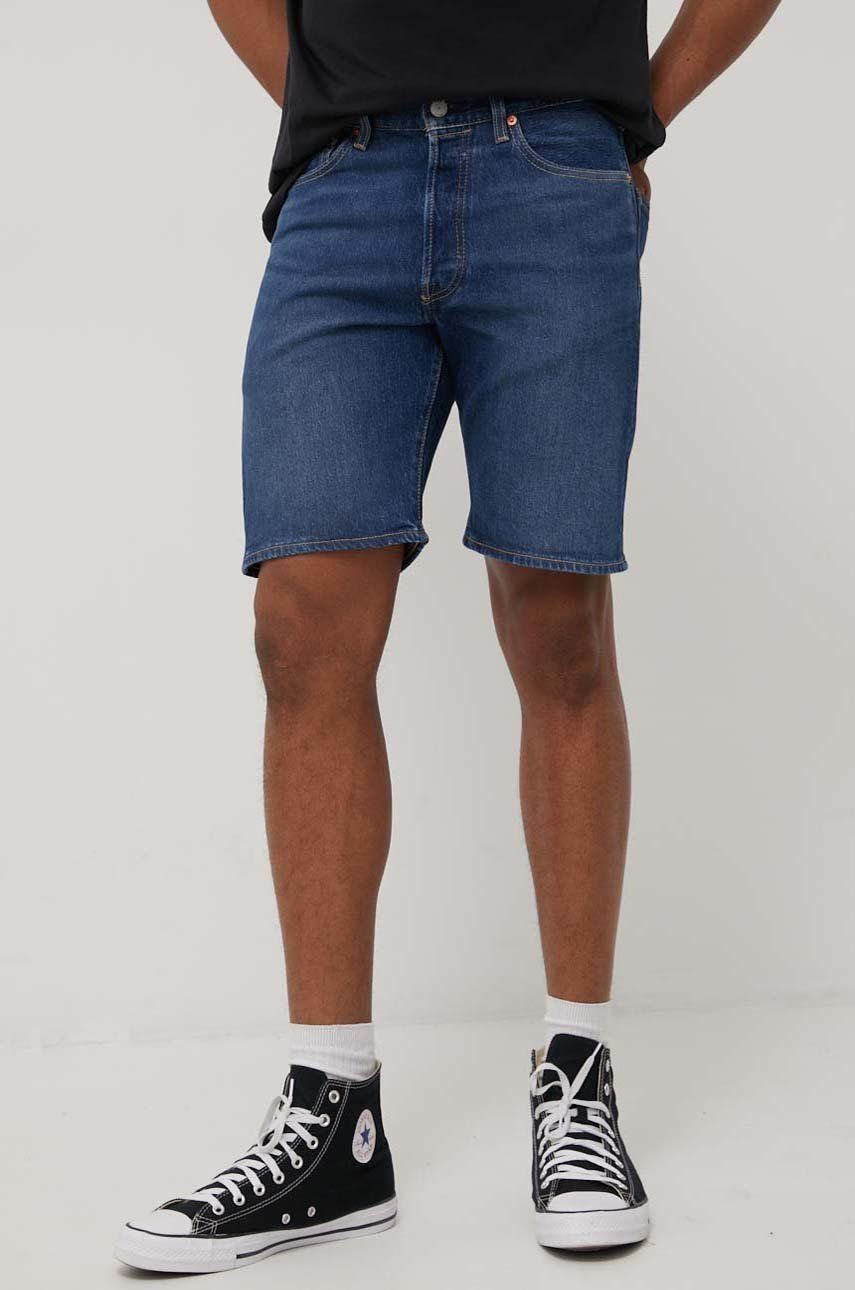 Levi's pantaloni scurți jeans barbati, culoarea albastru marin 36512.0152-DarkIndigo