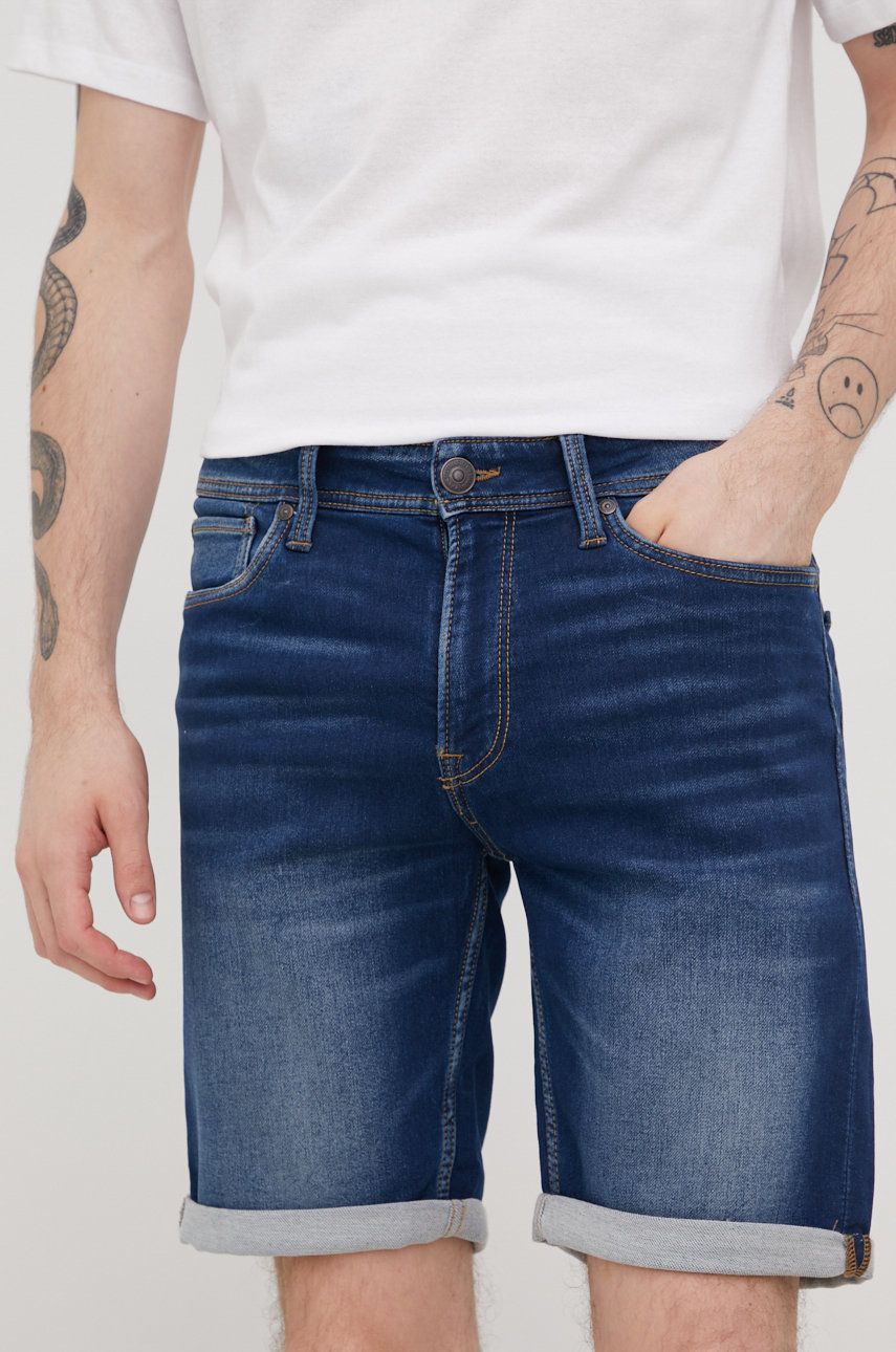 Produkt by Jack & Jones pantaloni scurti jeans barbati, culoarea albastru marin albastru imagine noua