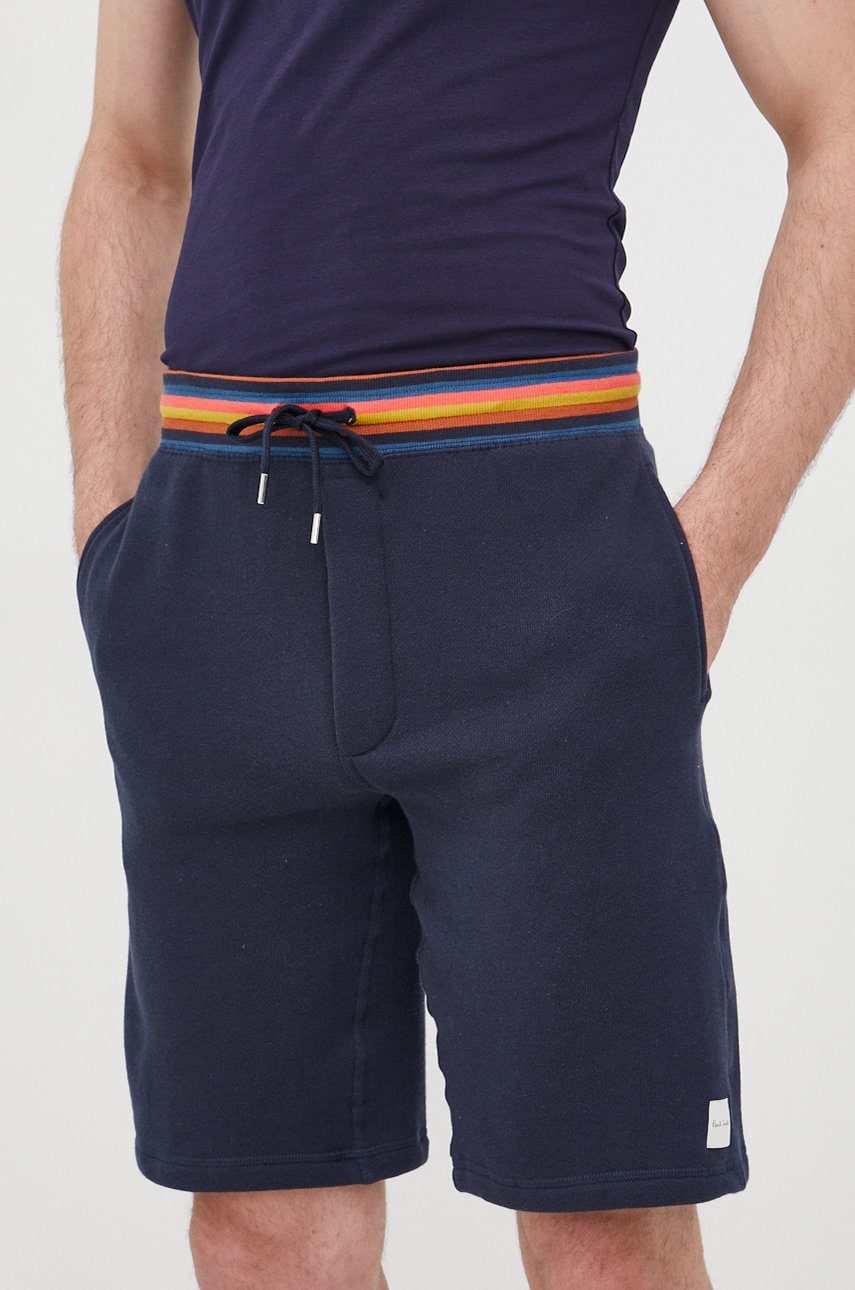 Paul smith pantaloni scurti din bumbac barbati, culoarea albastru marin