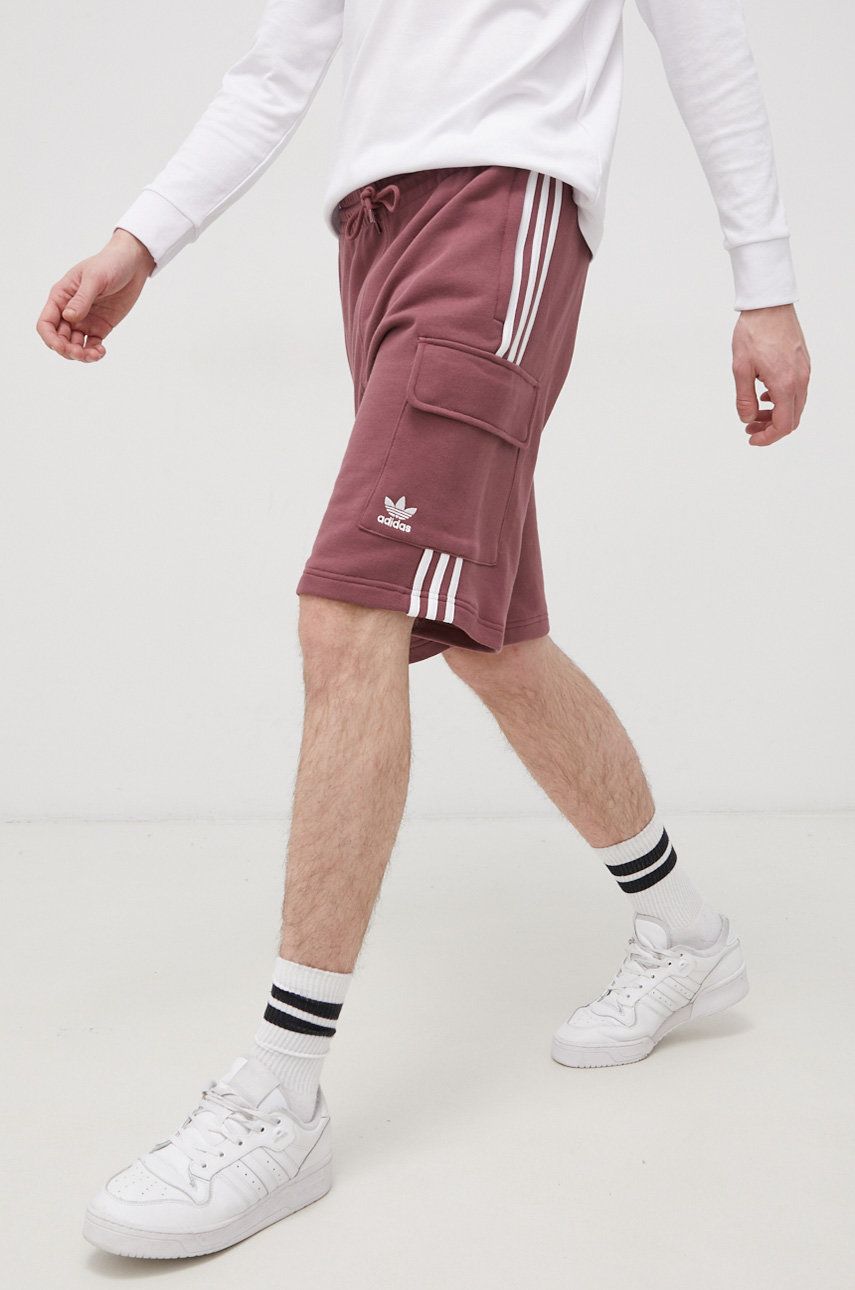 Adidas Originals Szorty bawełniane Adicolor męskie kolor fioletowy