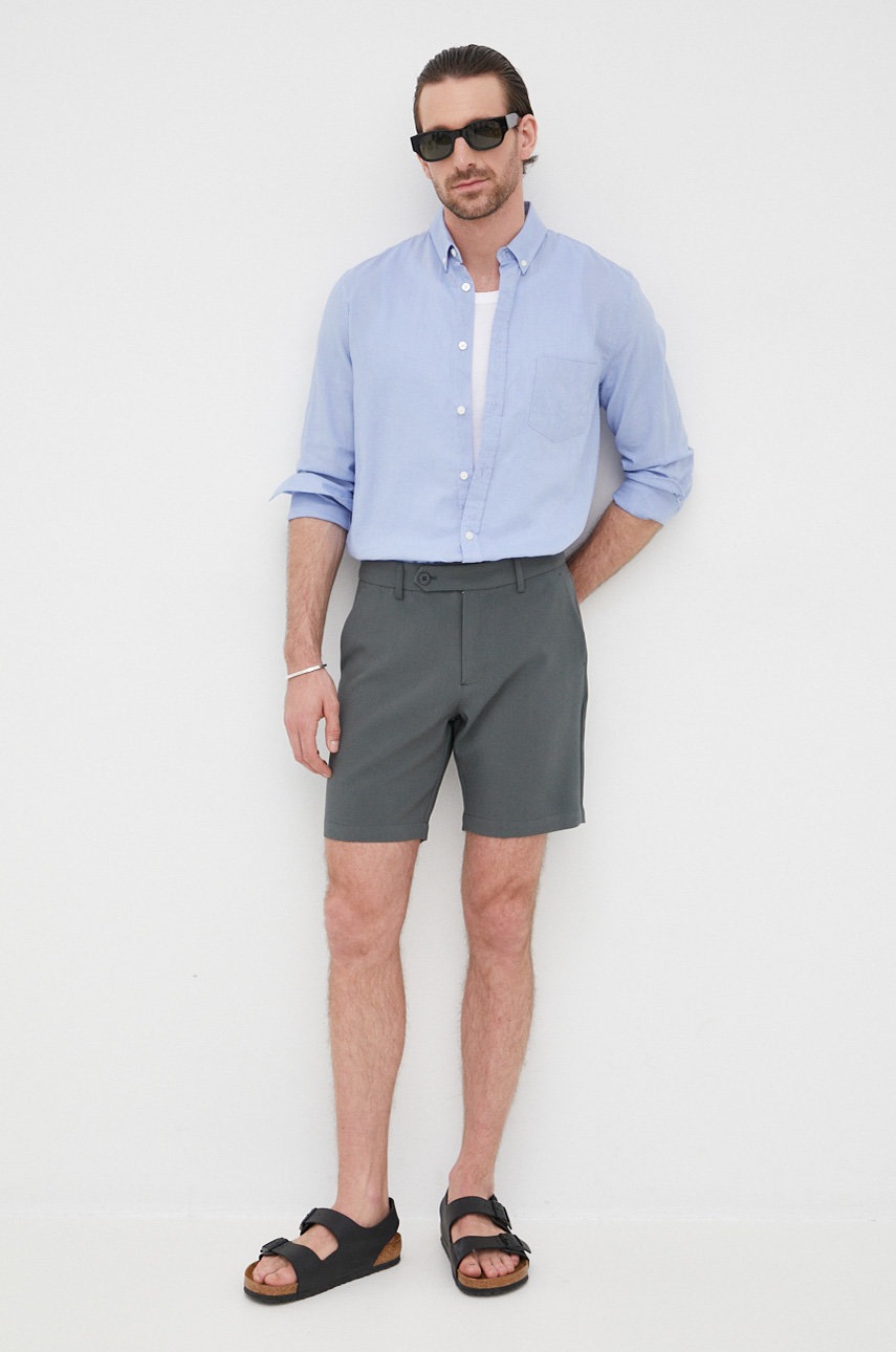 Σορτς Samsoe Samsoe ανδρικός, χρώμα: γκρι φωτογραφία