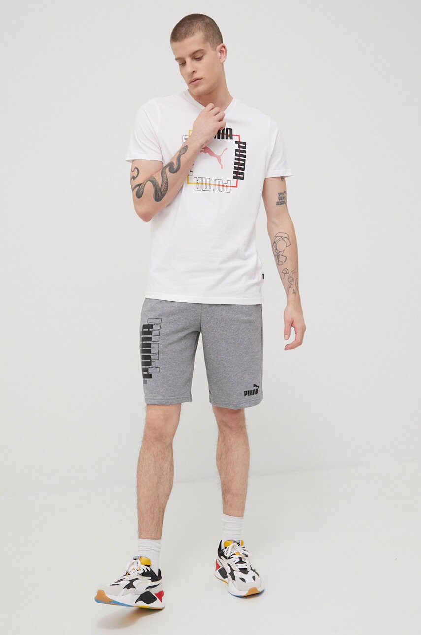 Puma pantaloni scurti 847380 barbati, culoarea gri