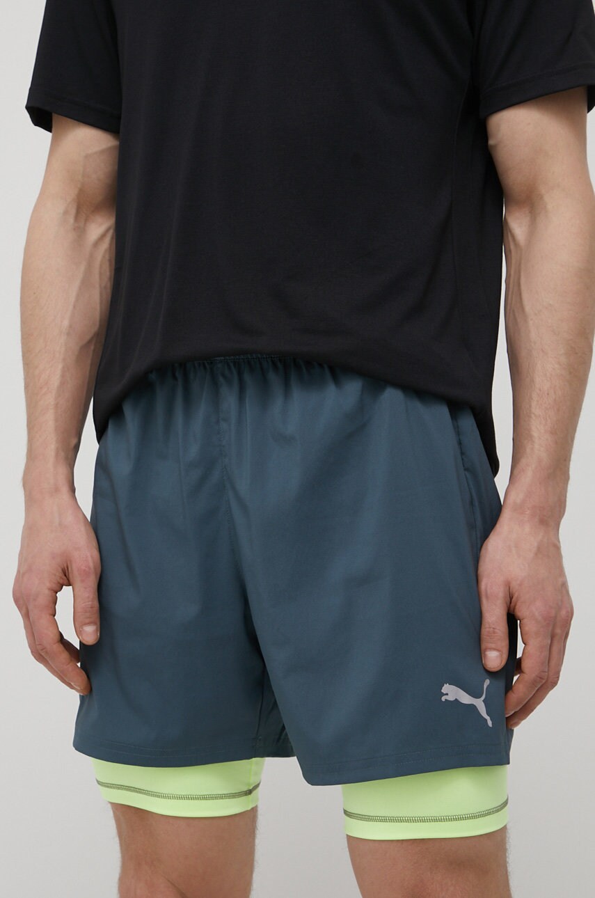 Puma pantaloni scurți de alergare 521049 barbati, culoarea albastru marin
