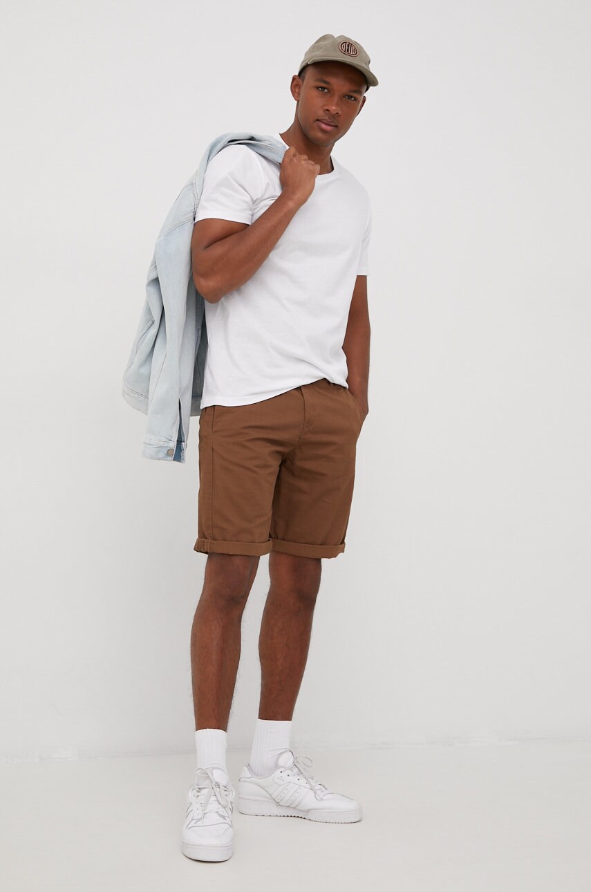 Tom tailor pantaloni scurti din bumbac barbati, culoarea maro