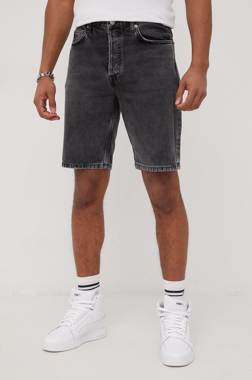 Dr. denim pantaloni scurti jeans barbati, culoarea gri