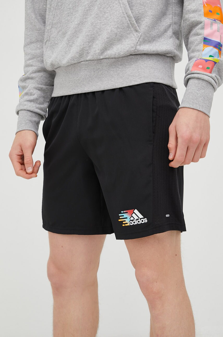 Adidas performance pantaloni scurți de alergare signature barbati, culoarea negru