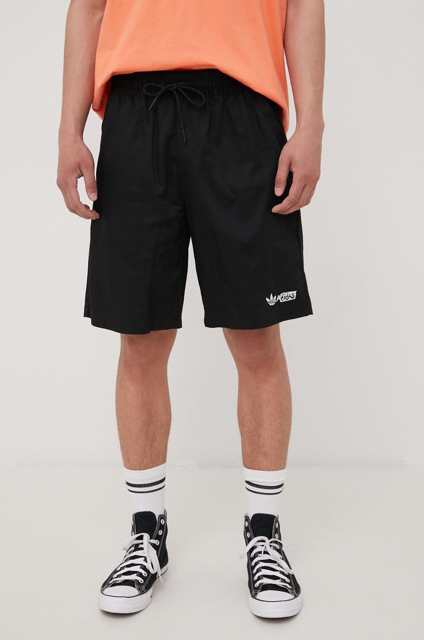 Adidas Originals Pantaloni Scurti Din Bumbac Ht1652 Barbati, Culoarea Negru Ht1652-black