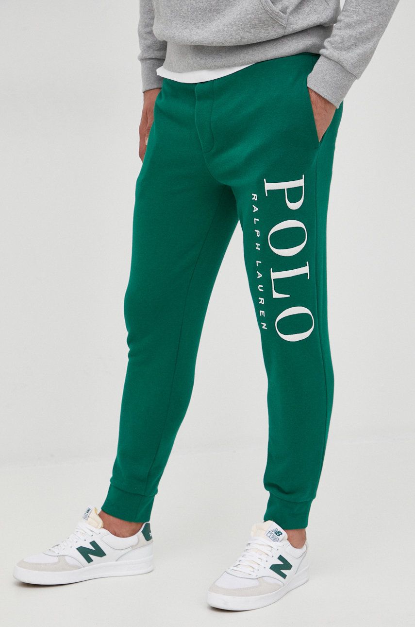 Polo Ralph Lauren spodnie dresowe męskie kolor zielony z aplikacją