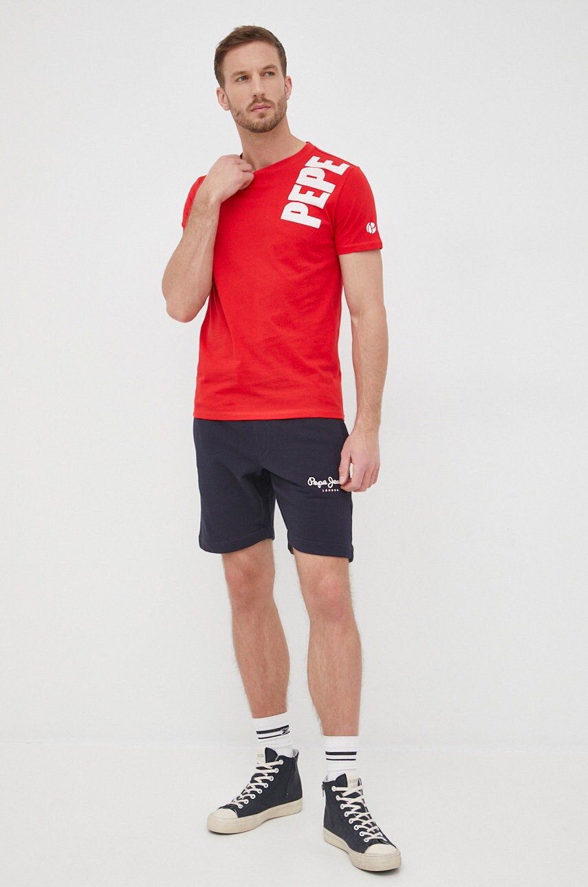 

Бавовняні шорти Pepe Jeans George Short чоловічі колір синій