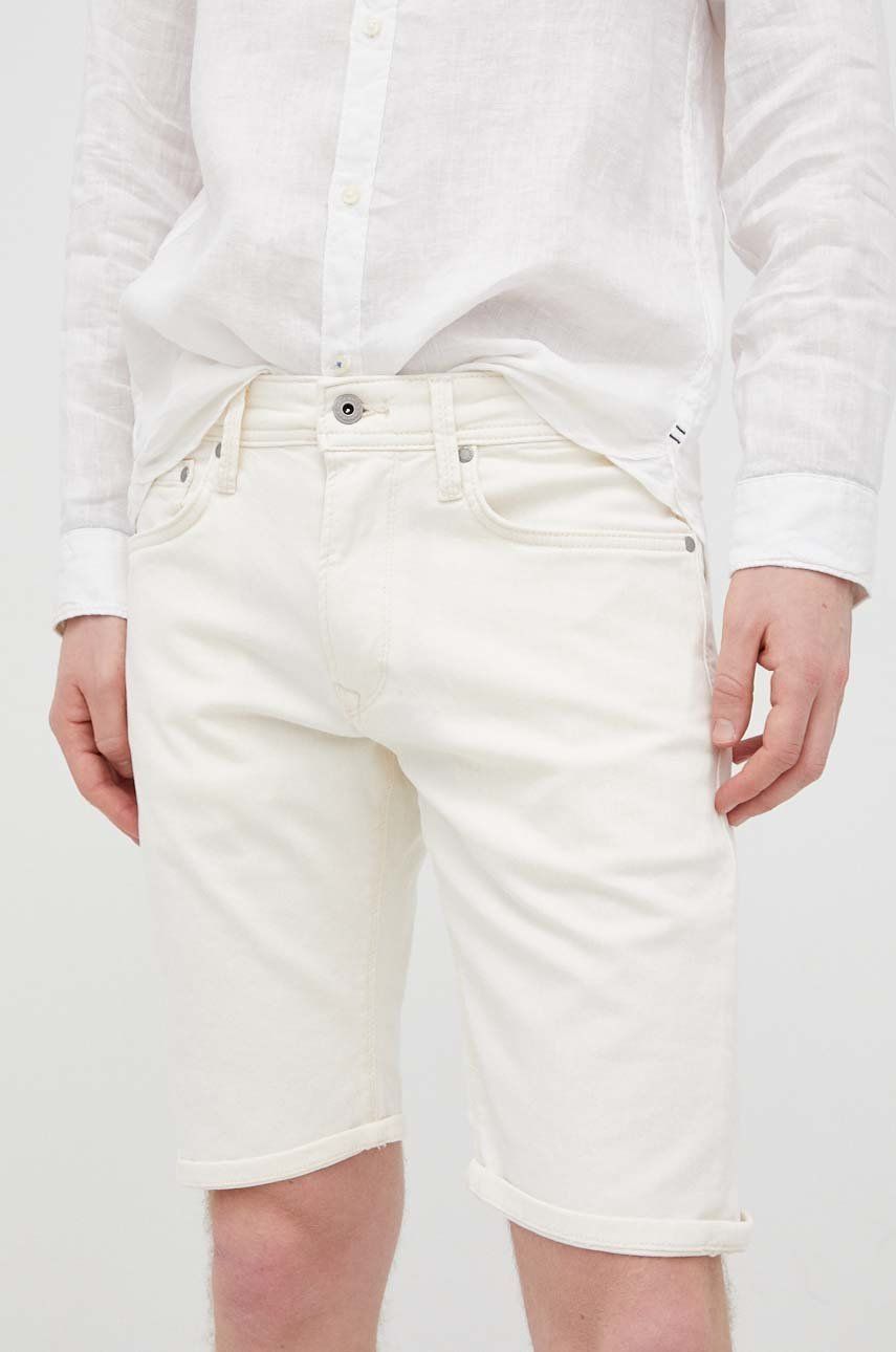 Džínové šortky Pepe Jeans Stanley Short pánské, béžová barva - béžová -  Podšívka: 38% Bavlna