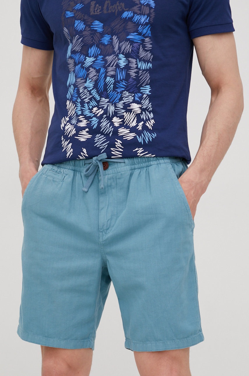 

Къс панталон с лен Superdry, Син