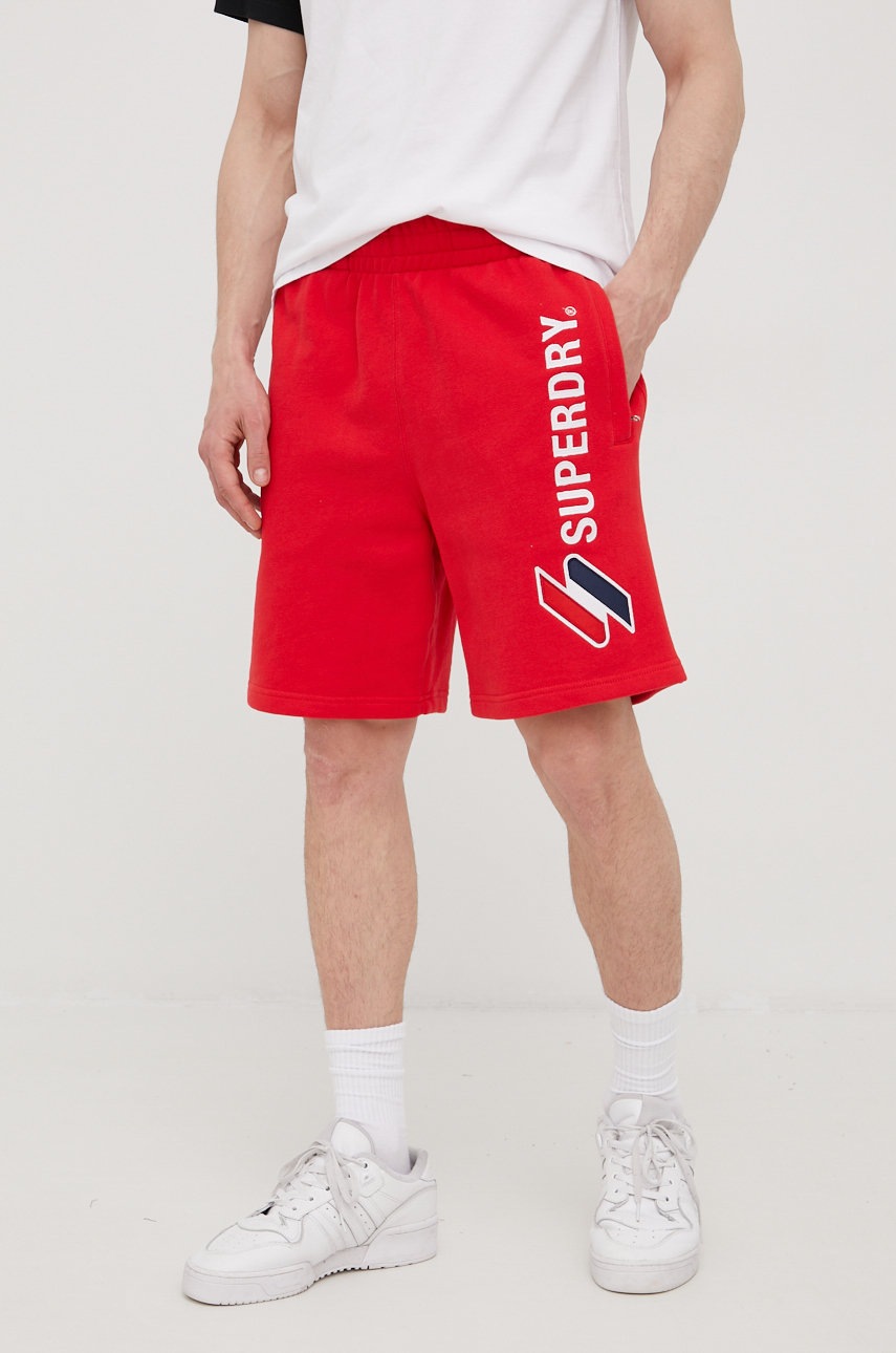 Superdry Pantaloni Scurti Din Bumbac Barbati, Culoarea Rosu