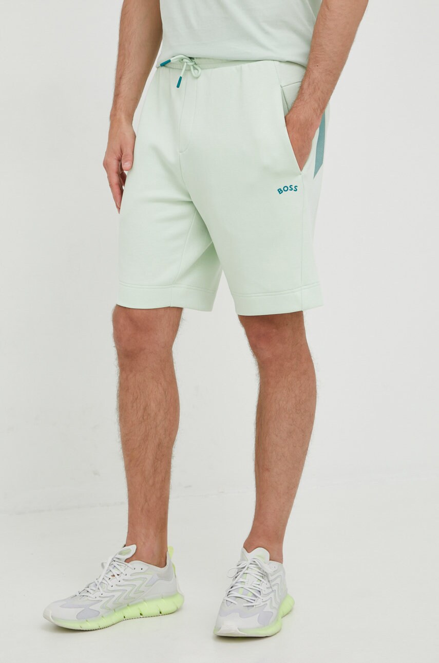Boss pantaloni scurti boss athleisure barbati, culoarea verde, melanj
