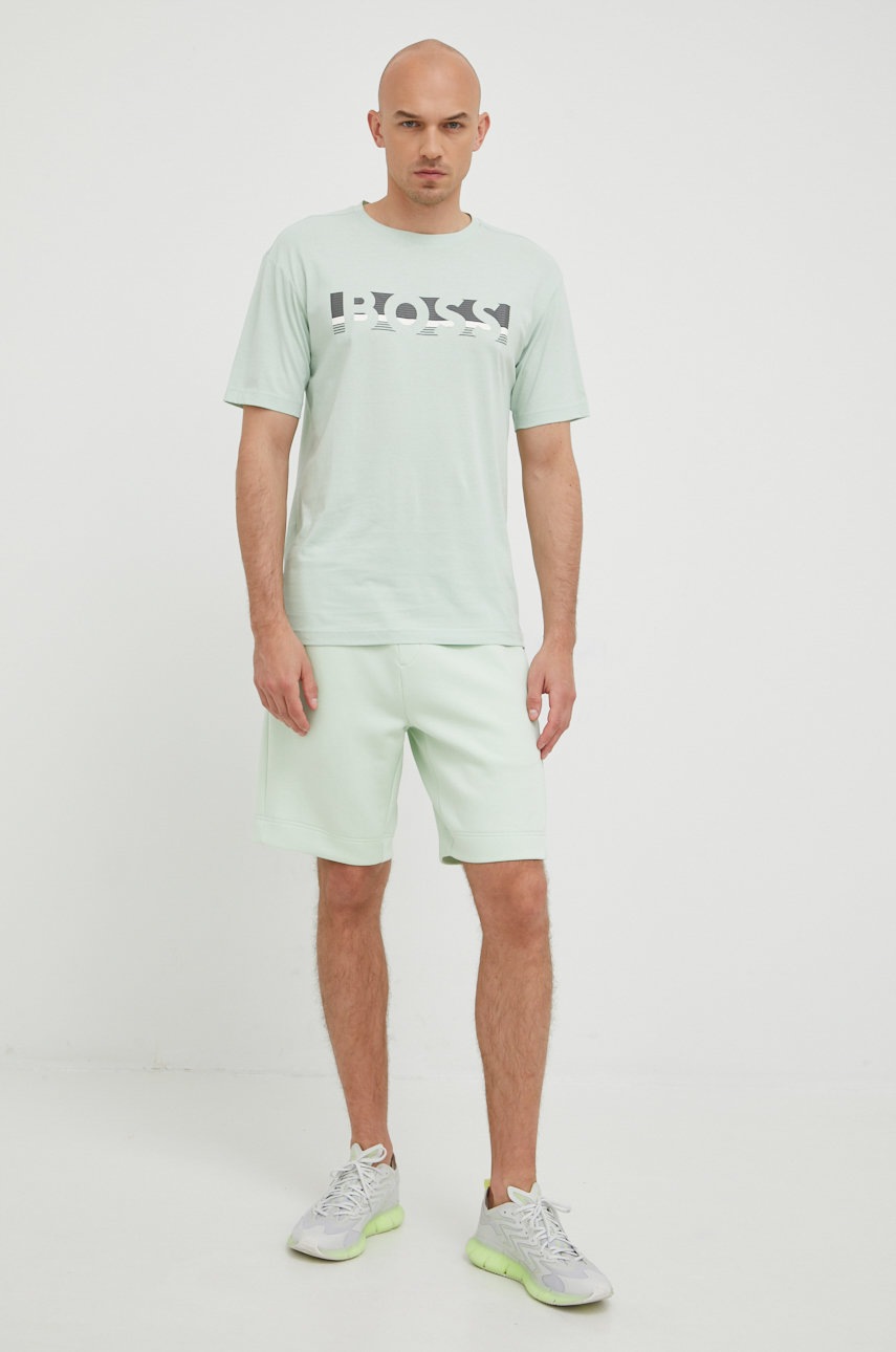 

Шорты BOSS Boss Athleisure мужские цвет зелёный меланж