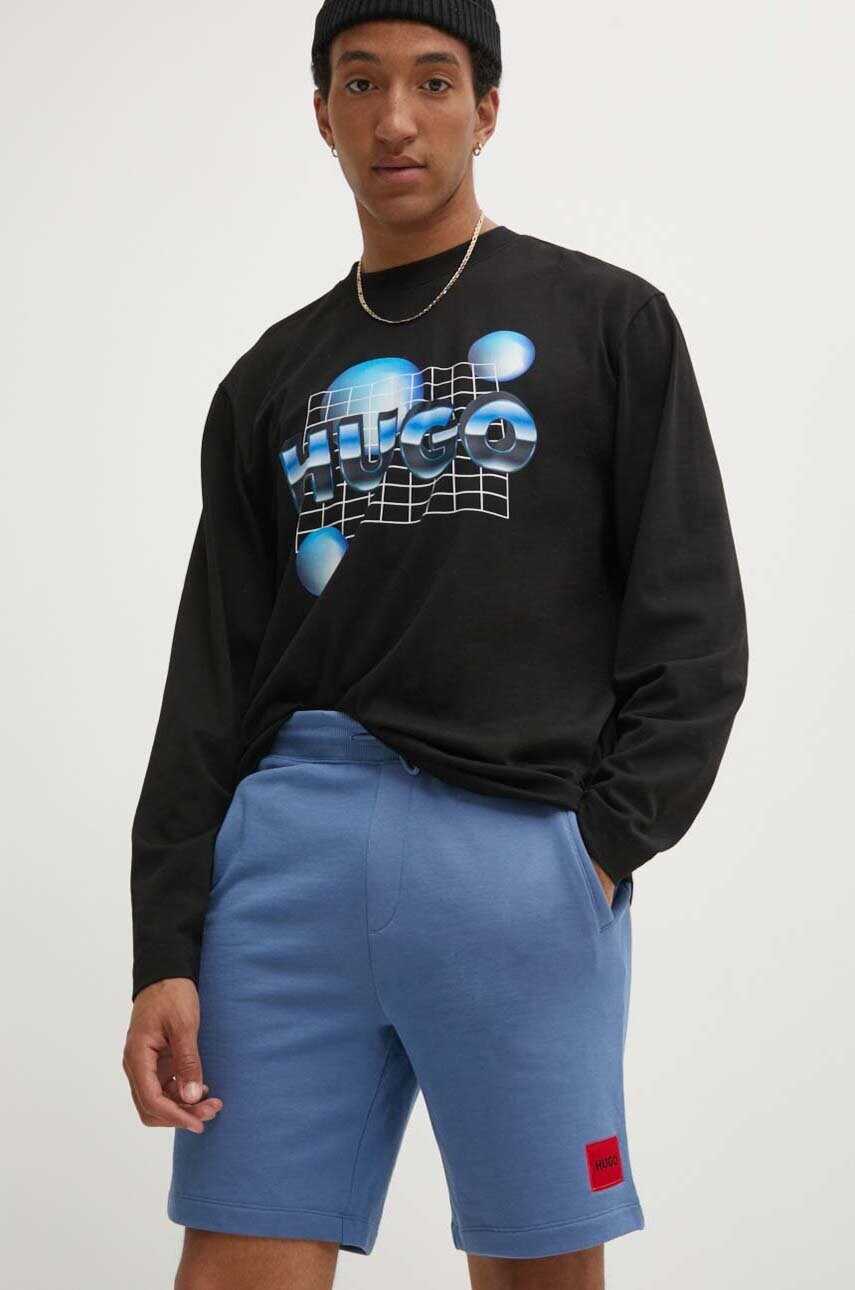 HUGO pantaloni scurti din bumbac culoarea negru, 50466196