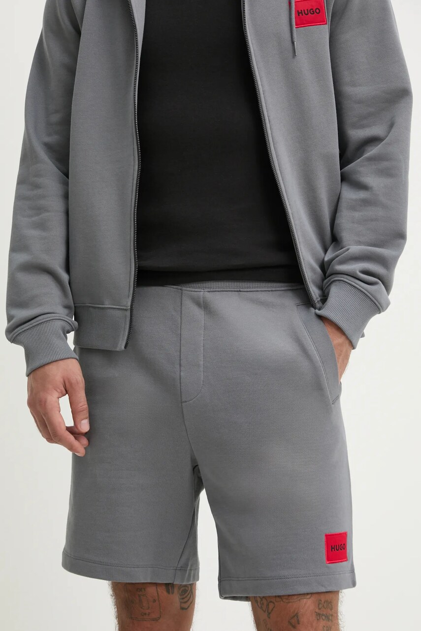 HUGO pantaloni scurti din bumbac culoarea gri, 50466196
