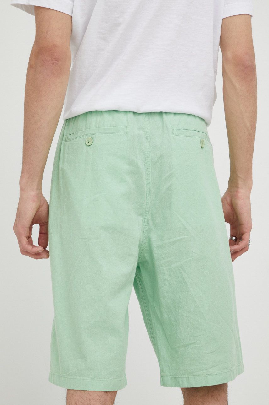 Lee Pantaloni Scurți Din Amestec De In Barbati, Culoarea Verde