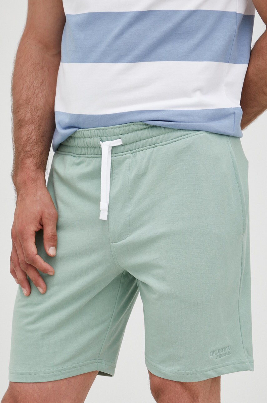 Selected homme pantaloni scurti din bumbac barbati, culoarea turcoaz