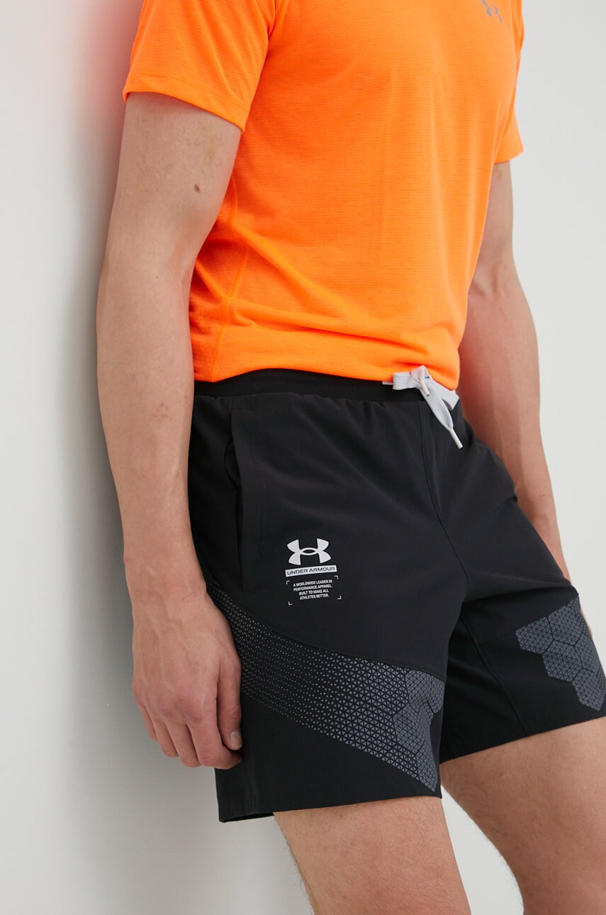 Under armour pantaloni scurți de antrenament armourprint 1370416 barbati, culoarea negru