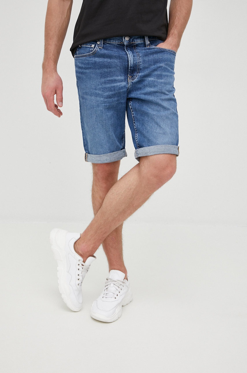 

Дънкови къси панталони Calvin Klein Jeans мъжко, Син