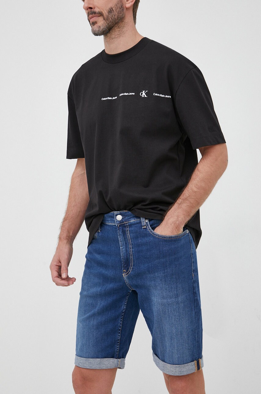 

Дънкови къси панталони Calvin Klein Jeans мъжко, Син