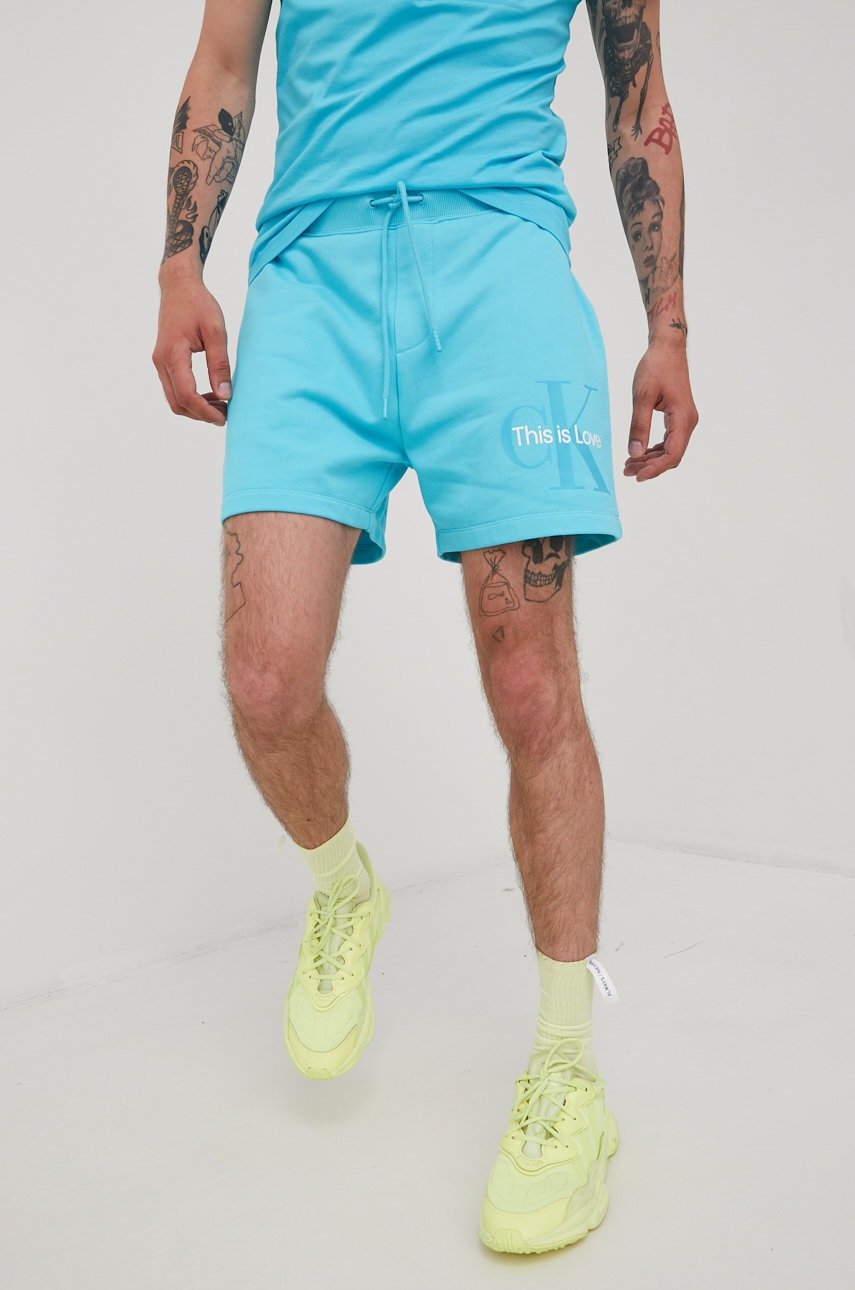 

Памучен къс панталон Calvin Klein Jeans, Син