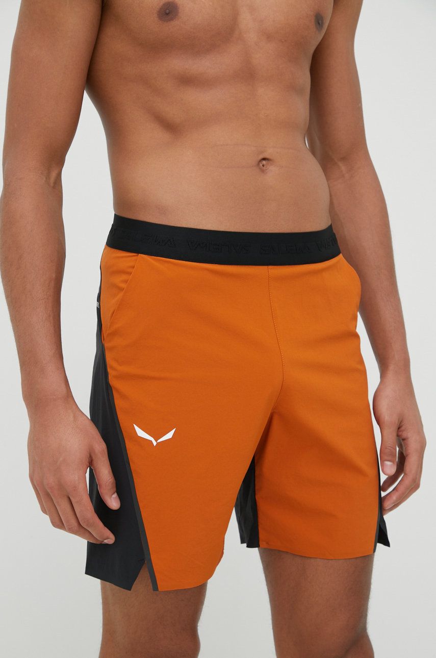 Salewa pantaloni scurți outdoor Pedroc barbati, culoarea portocaliu answear.ro