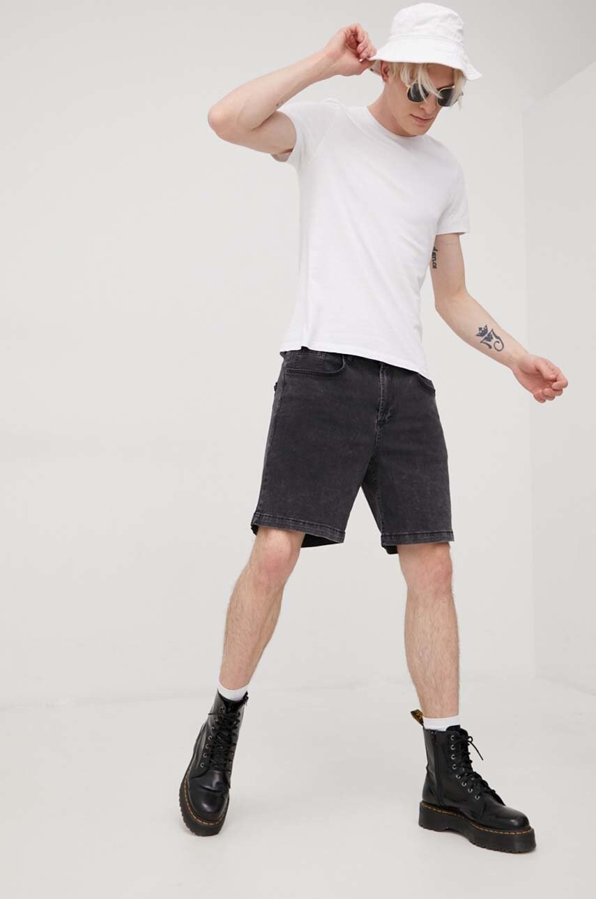 Unfair athletics pantaloni scurti jeans barbati, culoarea negru