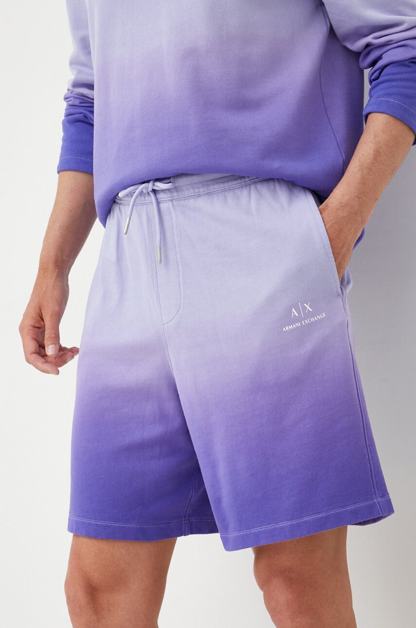Armani exchange pantaloni scurti din bumbac barbati, culoarea violet