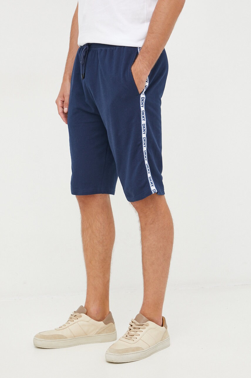 Dkny pantaloni scurti din bumbac barbati, culoarea albastru marin