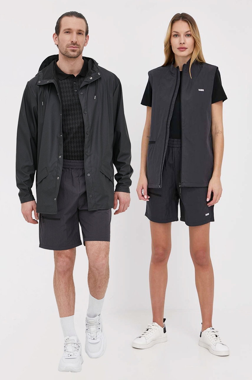 Rains pantaloni scurti 18710 woven shorts culoarea negru, neted