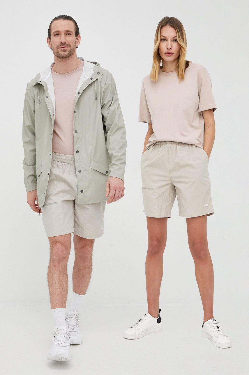 Rains pantaloni scurti 18710 woven shorts culoarea verde, neted