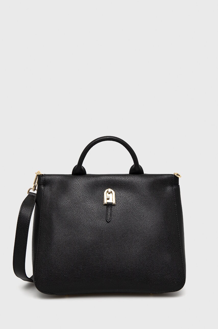 Furla poșetă de piele palazzo culoarea negru