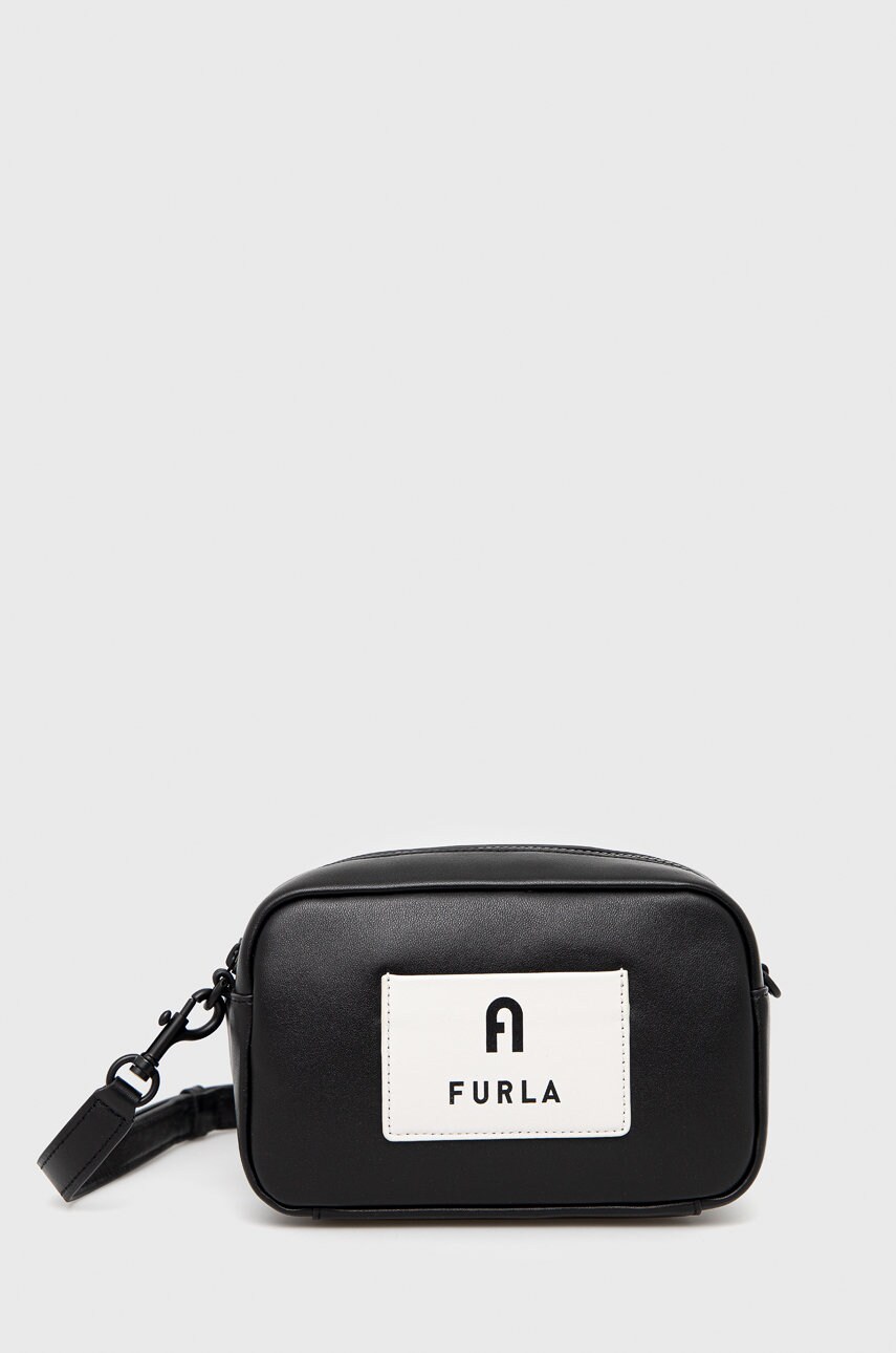 Furla poșetă de piele iris mini culoarea negru