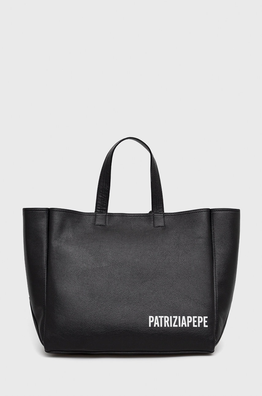 

Кожена чанта Patrizia Pepe в черно, Черен
