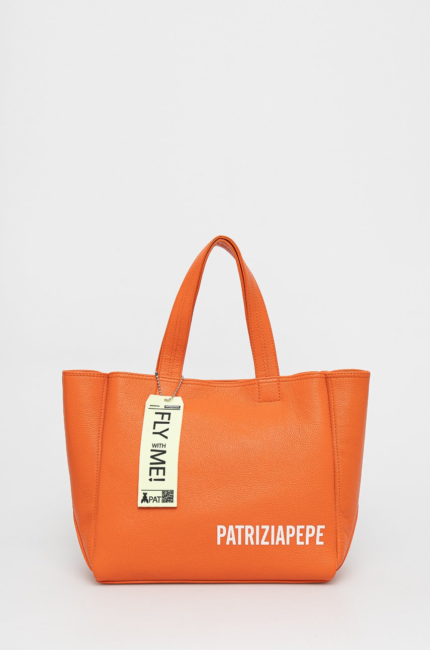 

Кожена чанта Patrizia Pepe в оранжево, Оранжев
