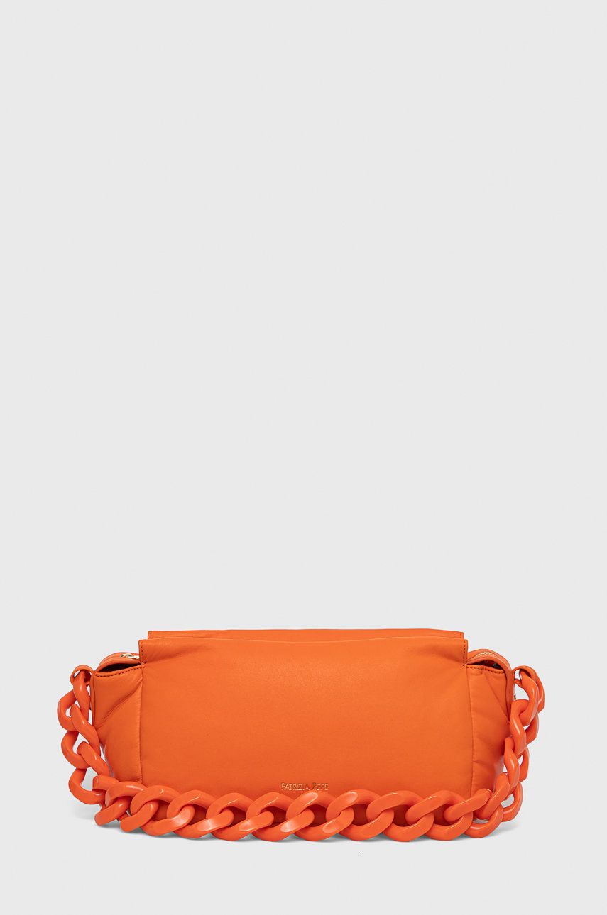 Kožená kabelka Patrizia Pepe oranžová barva - oranžová -  Podšívka: 100% Polyester Hlavní 