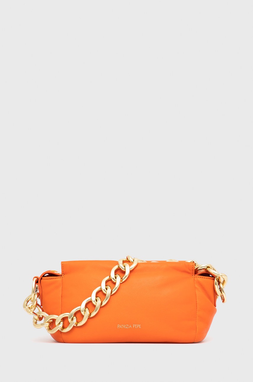 

Кожена чанта Patrizia Pepe в оранжево, Оранжев