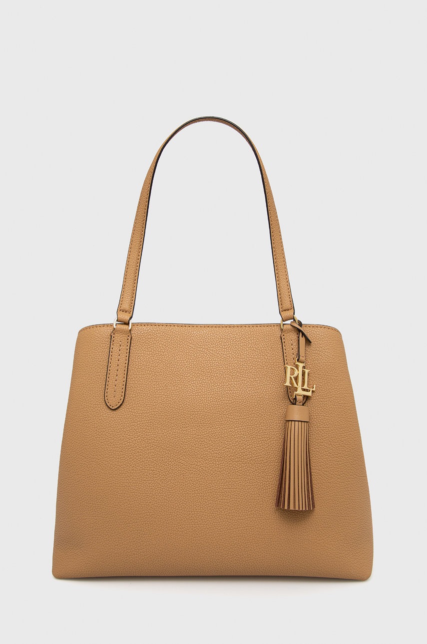 

Кожена чанта Lauren Ralph Lauren в бежово, Бежов