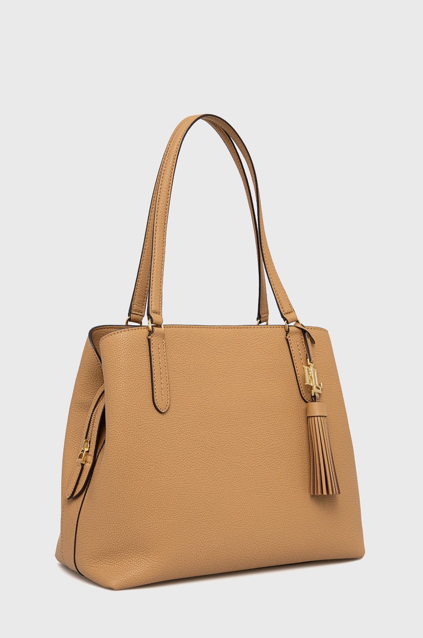 

Шкіряна сумочка Lauren Ralph Lauren колір бежевий