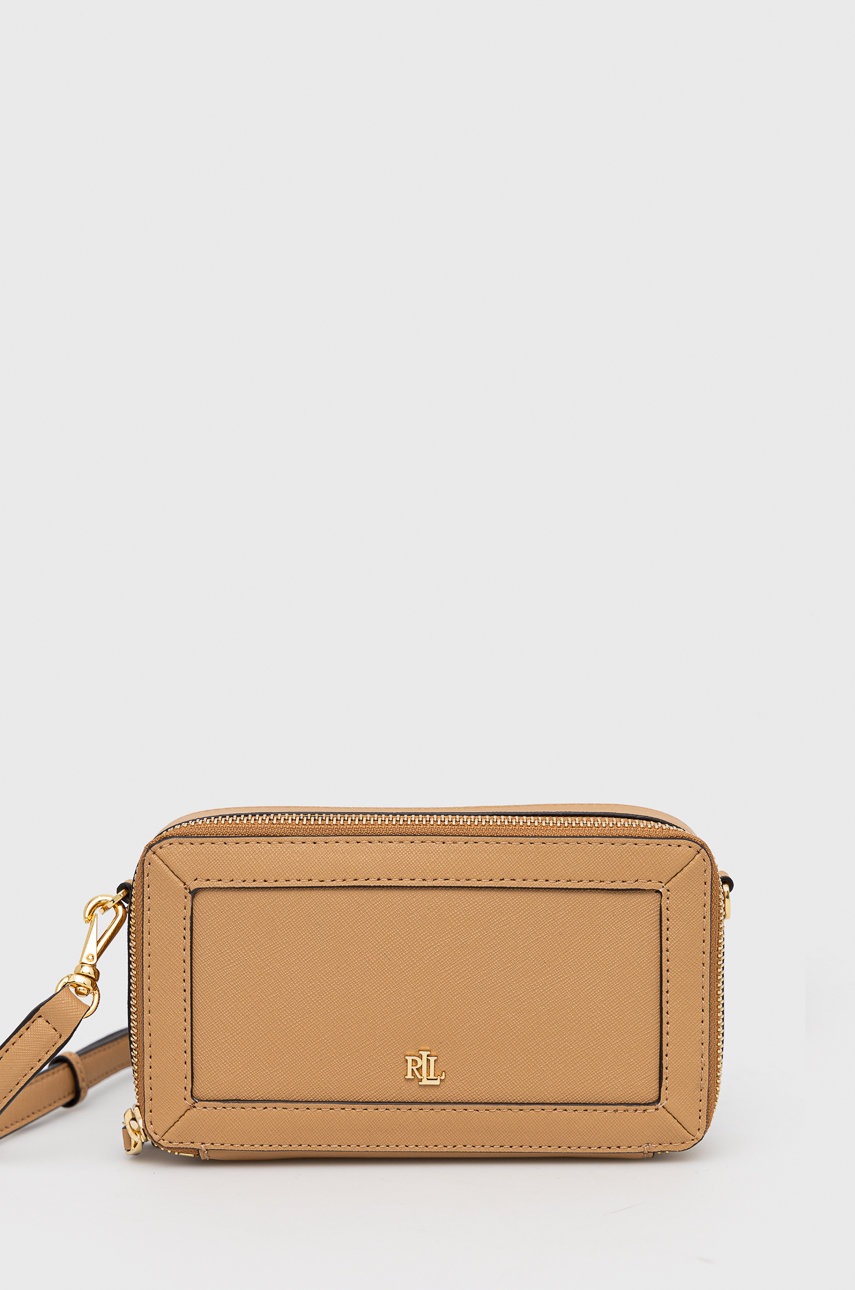 

Кожена чанта Lauren Ralph Lauren в бежово, Бежов