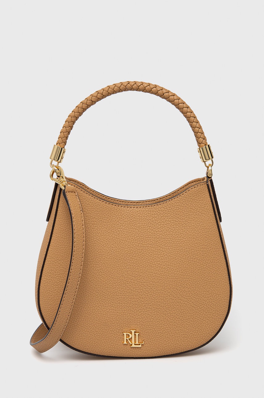 

Кожена чанта Lauren Ralph Lauren в бежово, Бежов