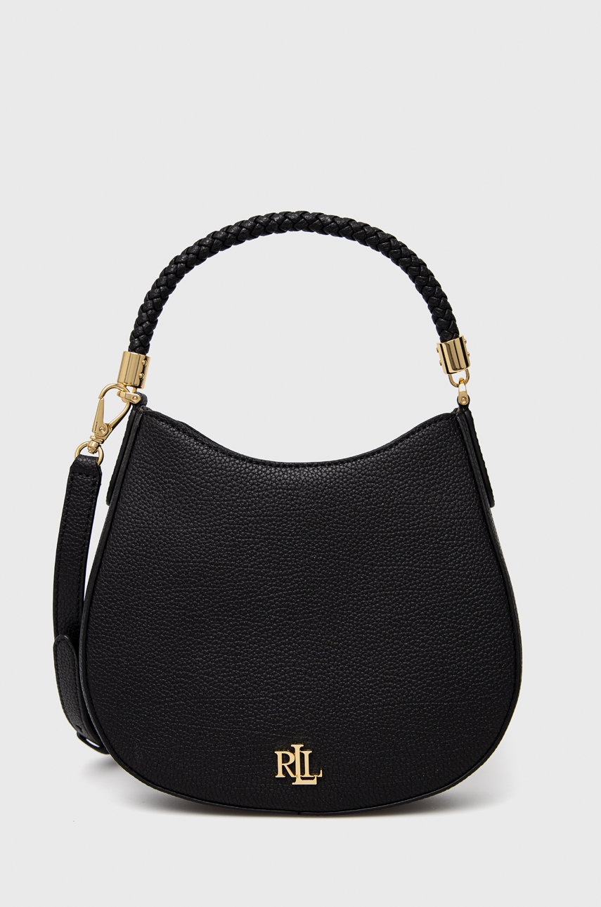 

Кожена чанта Lauren Ralph Lauren в черно, Черен