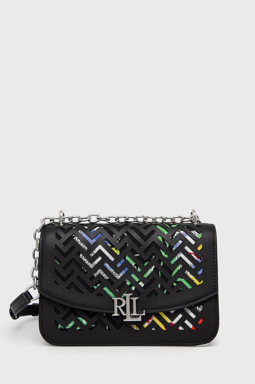 

Кожена чанта Lauren Ralph Lauren в черно, Черен