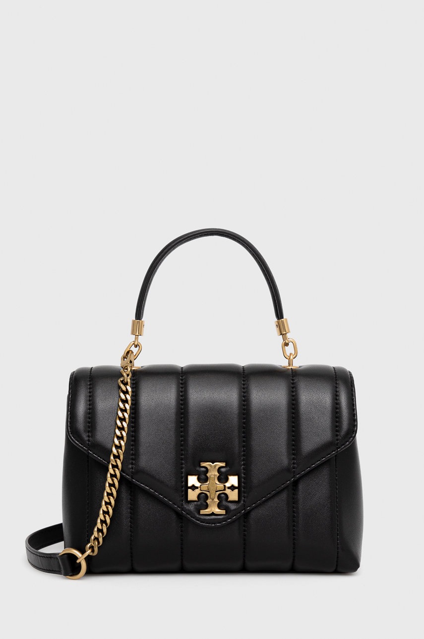 

Кожена чанта Tory Burch в черно, Черен