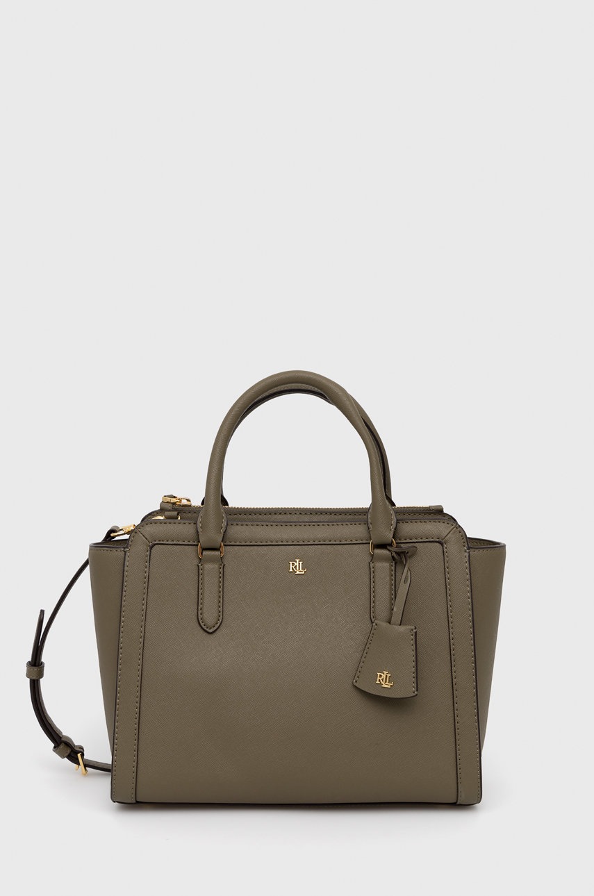 

Кожена чанта Lauren Ralph Lauren в зелено, Зелен